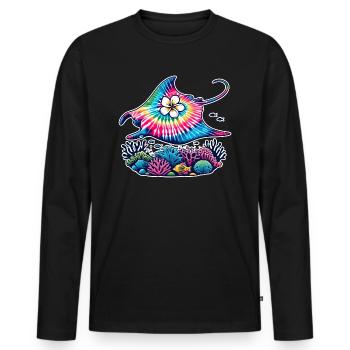 Tie Dye Ray Manta Kreuzfahrt Urlaub 2024 Hawaii - Männer Premium Bio Langarmshirt - Schwarz - Vorne - Nico (187cm)