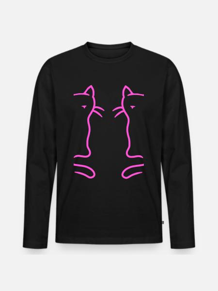 Retro Cats Vintage 90s 80s Cat Kids - Men's Premium Organic Long Sleeve Shirt - black