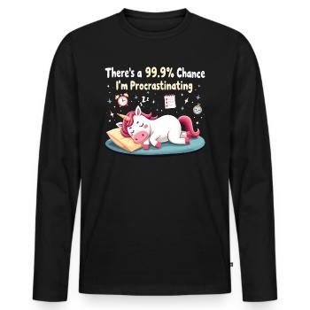 Licorne Flemmard Humour Sarcastique - T-shirt manches longues Premium bio Homme - noir - Devant - Nico (187cm)