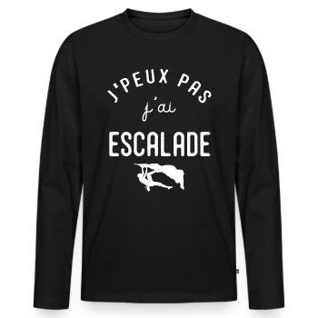escalade un rocher Je peux pas j'ai escalade - T-shirt manches longues Premium bio Homme - noir - Devant - Nico (187cm)