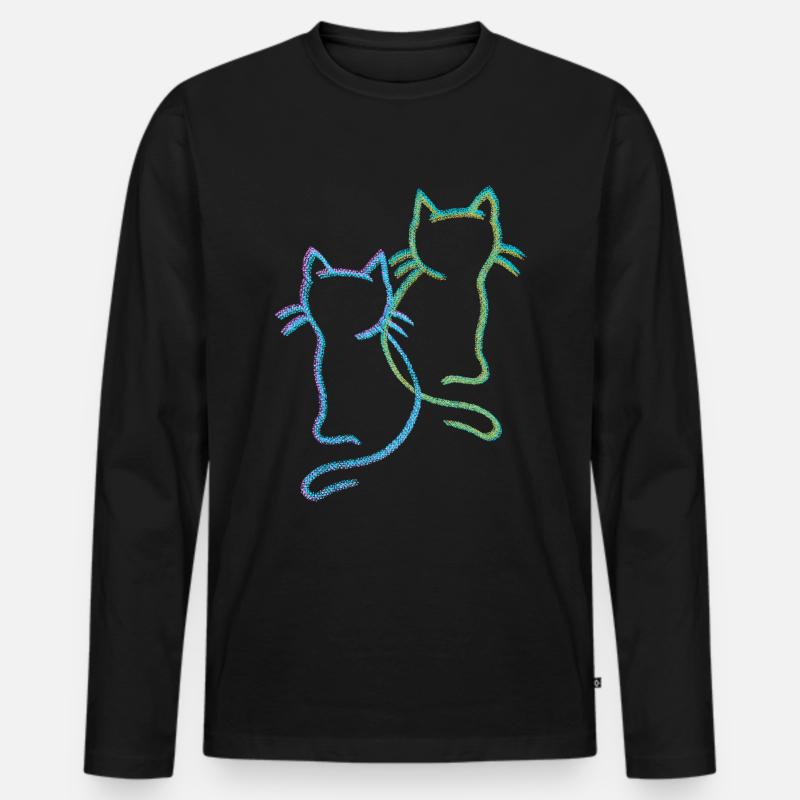 Katzen Katze Kätzchen - Männer Premium Bio Langarmshirt - Schwarz