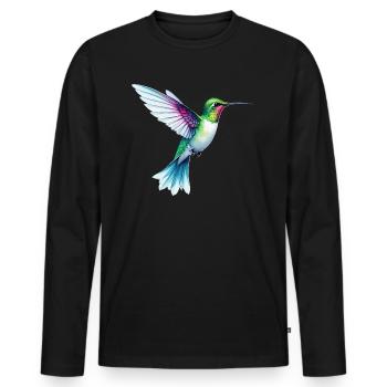 Adore Hummingbirds Colorful Watercolor Hummingbird - Men's Premium Organic Long Sleeve Shirt - black - Front - Nico (187cm)