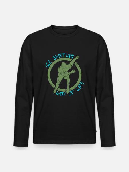 Eislaufen - Männer Premium Bio Langarmshirt - Schwarz