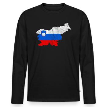 Slowenien Flagge Landkarte Slovenija Geschenk - Männer Premium Bio Langarmshirt - Schwarz - Vorne - Nico (187cm)