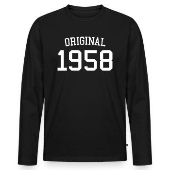 Original 1958 - 64 ans, cadeau du 64e anniversaire - T-shirt manches longues Premium bio Homme - noir - Devant - Nico (187cm)