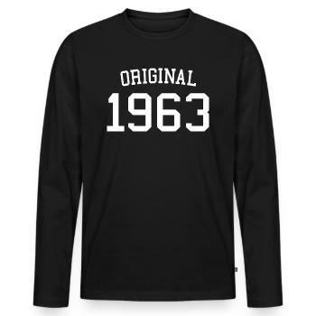 Original 1963, 60 ans, cadeau de 60e anniversaire - T-shirt manches longues Premium bio Homme - noir - Devant - Nico (187cm)