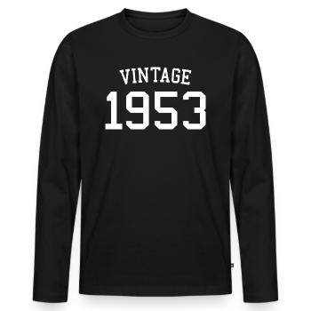 Millésime 1953 - 70 ans, cadeau 70e anniversaire - T-shirt manches longues Premium bio Homme - noir - Devant - Nico (187cm)
