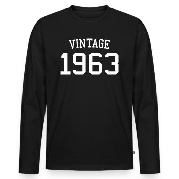 Millésime 1963, 60 ans, cadeau 60e anniversaire - T-shirt manches longues Premium bio Homme - noir - Devant - Nico (187cm)