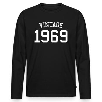 Vintage 1969 55e anniversaire hommes femmes 55 ans - T-shirt manches longues Premium bio Homme - noir - Devant - Nico (187cm)