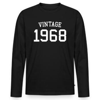 Millésime 1968 - 54 ans, 54ème cadeau d’anniversaire - T-shirt manches longues Premium bio Homme - noir - Devant - Nico (187cm)