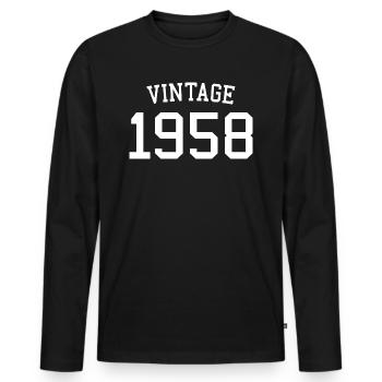Millésime 1958 - 64 ans, 64ème cadeau d’anniversaire - T-shirt manches longues Premium bio Homme - noir - Devant - Nico (187cm)