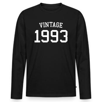Millésime 1993 - 30 ans, cadeau 30e anniversaire - T-shirt manches longues Premium bio Homme - noir - Devant - Nico (187cm)