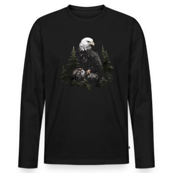 Forêt animale d’aigle à tête blanche - T-shirt manches longues Premium bio Homme - noir - Devant - Nico (187cm)