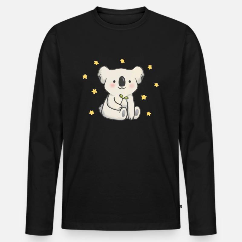 Koala - Männer Premium Bio Langarmshirt - Schwarz