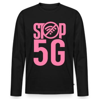 Stoppt 5G Gegner Netzwerk Strahlung Mobilfunk - Männer Premium Bio Langarmshirt - Schwarz - Vorne - Nico (187cm)
