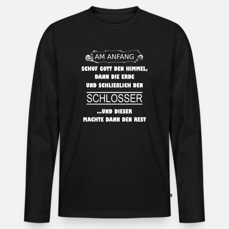 Schlosser Spruch Stolz - Männer Premium Bio Langarmshirt - Schwarz