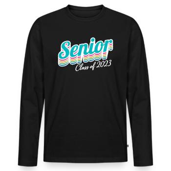 Cadeau de fête de remise des diplômes rétro de la classe senior de 2023 - T-shirt manches longues Premium bio Homme - noir - Devant - Nico (187cm)