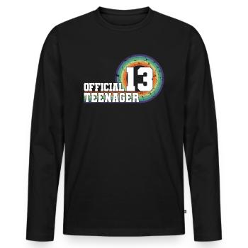 Adolescent officiel 13, cadeau cool 13e anniversaire - T-shirt manches longues Premium bio Homme - noir - Devant - Nico (187cm)