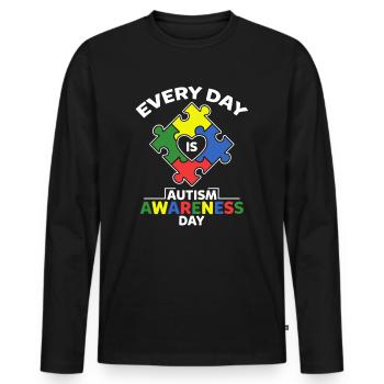 Every Day Is Autism Awareness - Men's Premium Organic Long Sleeve Shirt - black - Front - Nico (187cm)