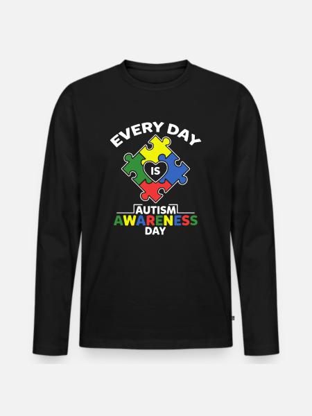 Every Day Is Autism Awareness - Men's Premium Organic Long Sleeve Shirt - black