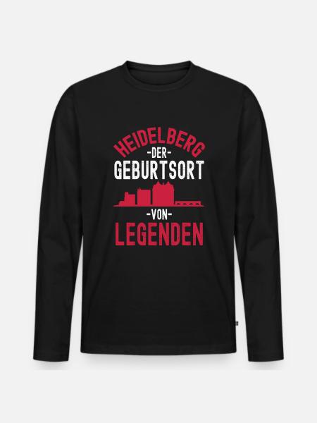 Heidelberg - Männer Premium Bio Langarmshirt - Schwarz