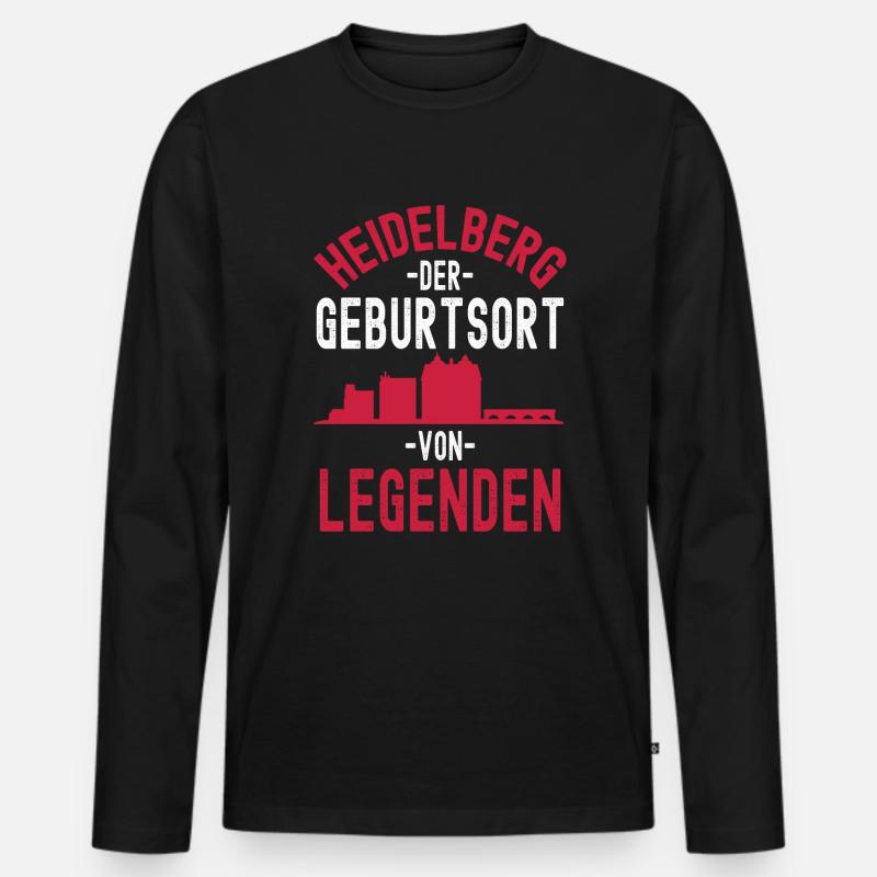 Heidelberg - Männer Premium Bio Langarmshirt - Schwarz