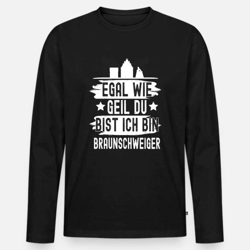 Braunschweig - Männer Premium Bio Langarmshirt - Schwarz