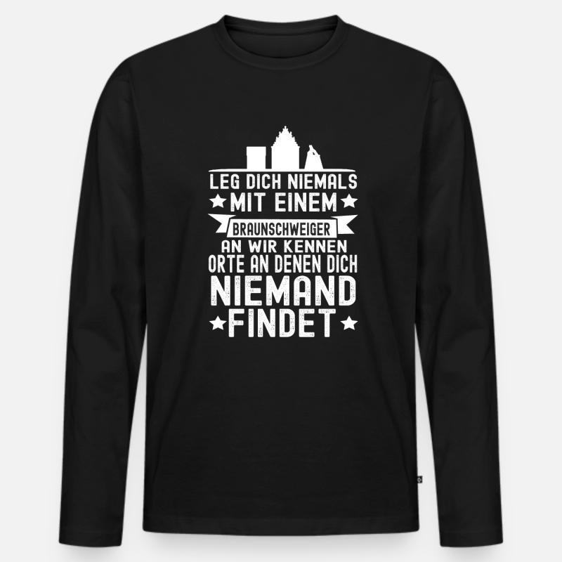 Braunschweig - Männer Premium Bio Langarmshirt - Schwarz