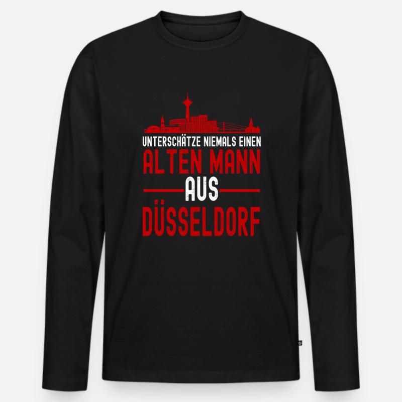 Düsseldorf - Männer Premium Bio Langarmshirt - Schwarz