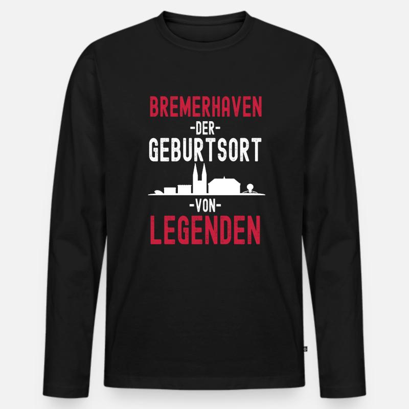 Bremenerhaven - Männer Premium Bio Langarmshirt - Schwarz