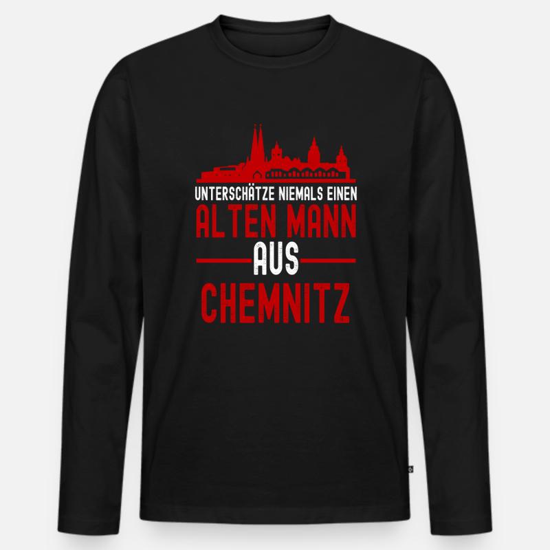 Chemnitz - Männer Premium Bio Langarmshirt - Schwarz