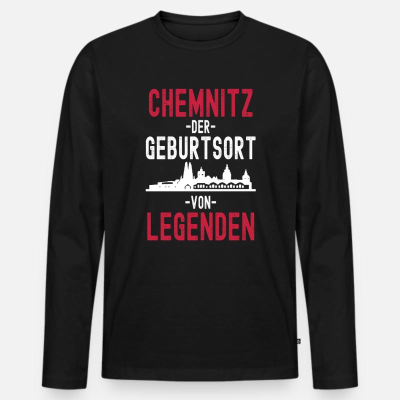 Chemnitz - Männer Premium Bio Langarmshirt - Schwarz
