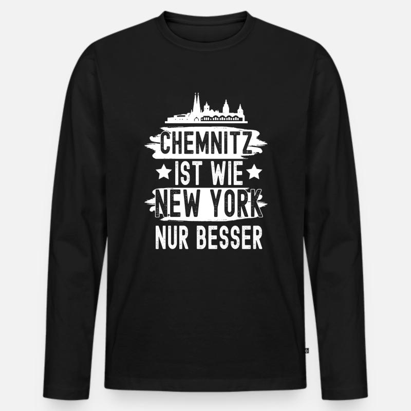 Chemnitz - Männer Premium Bio Langarmshirt - Schwarz