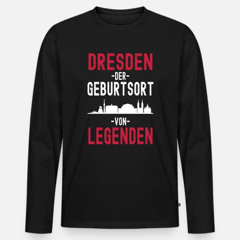 Dresden - Männer Premium Bio Langarmshirt - Schwarz