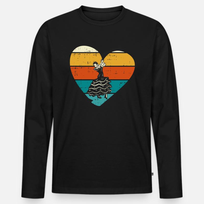Flamenco - Männer Premium Bio Langarmshirt - Schwarz