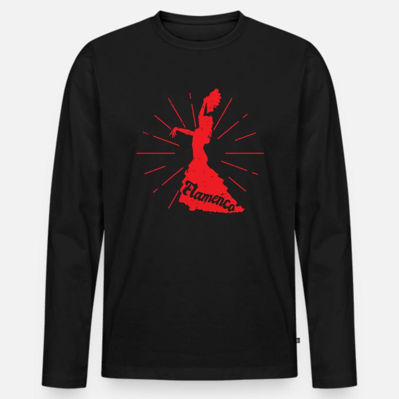 Flamenco - Männer Premium Bio Langarmshirt - Schwarz