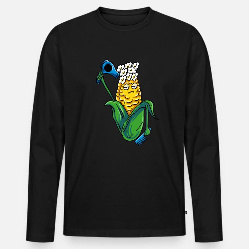 Lustiges Bauer Friseur Mais Geschenkidee - Männer Premium Bio Langarmshirt - Schwarz