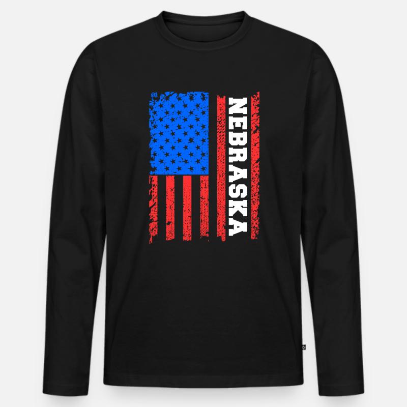 Nebraska Usa flaggen geschenk - Männer Premium Bio Langarmshirt - Schwarz