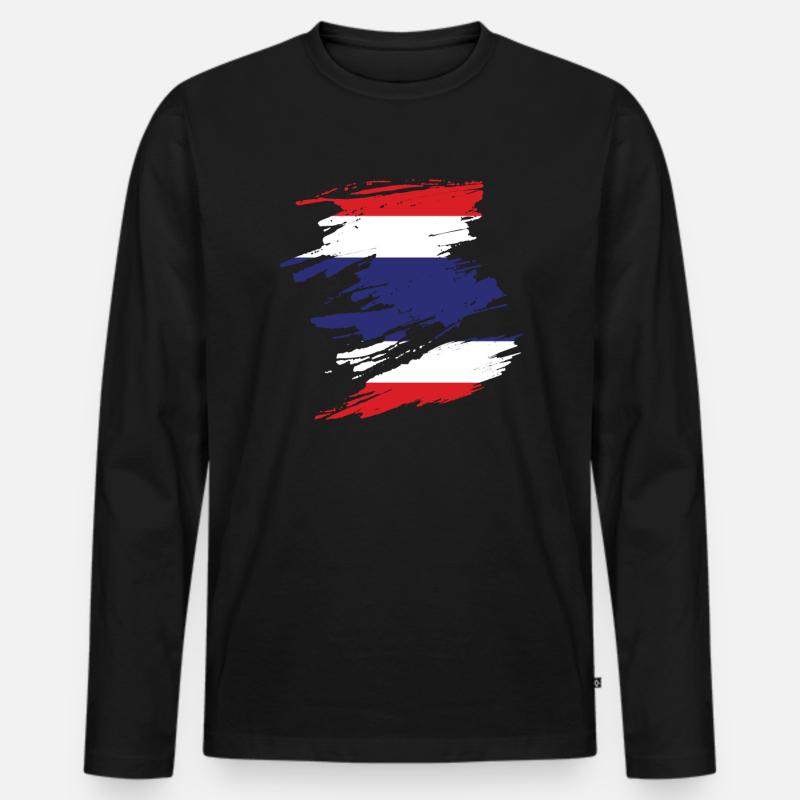 Thailand - Männer Premium Bio Langarmshirt - Schwarz