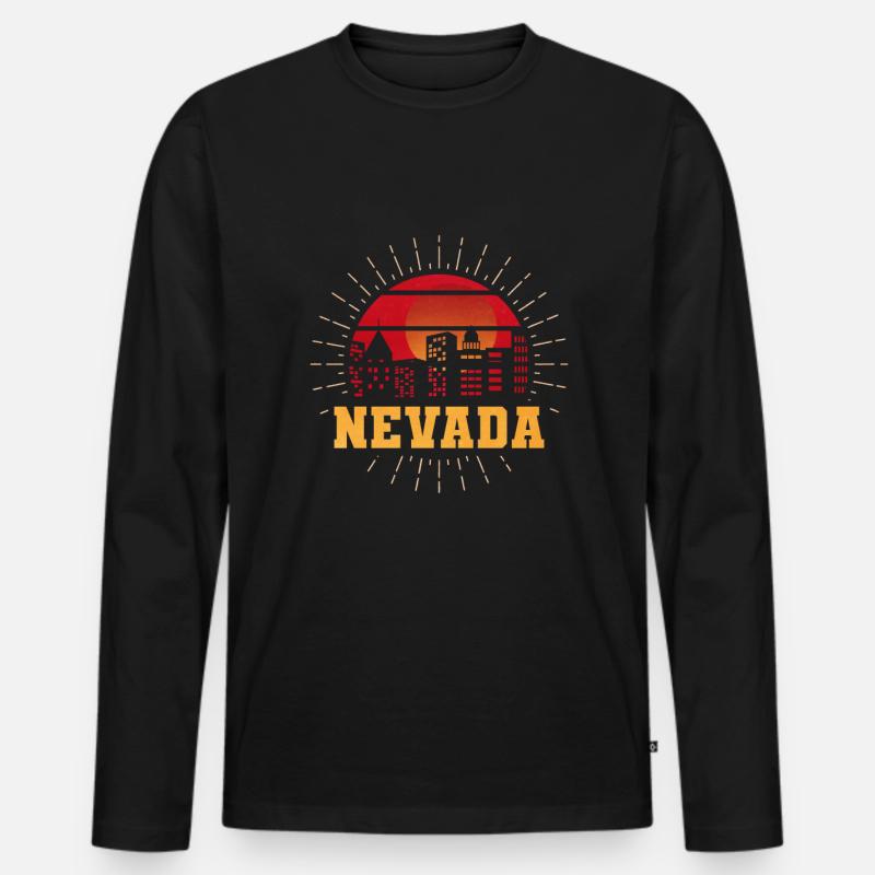Nevada Pride State Mountain - Männer Premium Bio Langarmshirt - Schwarz