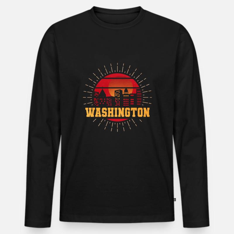 Cooles Washington State Design - Männer Premium Bio Langarmshirt - Schwarz