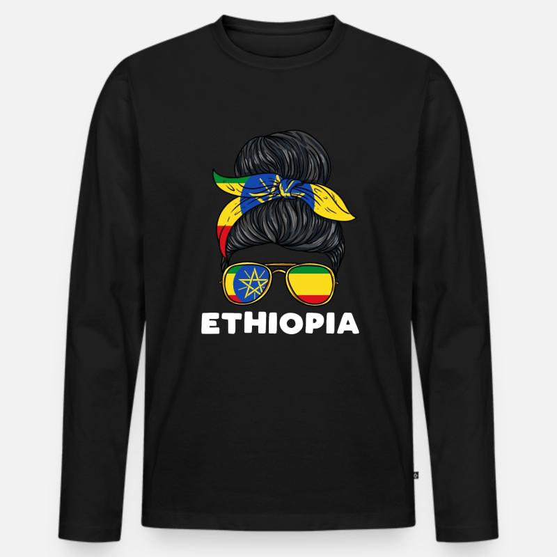 Äthiopien Mädchen - Männer Premium Bio Langarmshirt - Schwarz