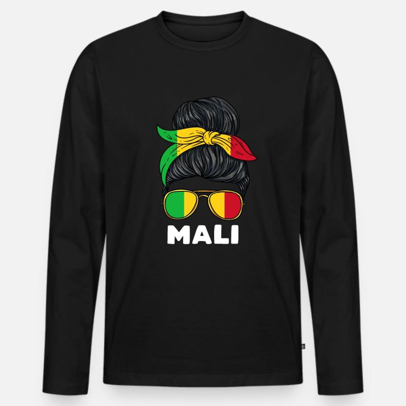 Mali Mädchen - Männer Premium Bio Langarmshirt - Schwarz