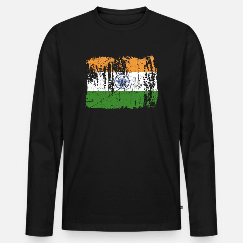 Indien Pride Geschenk - Männer Premium Bio Langarmshirt - Schwarz