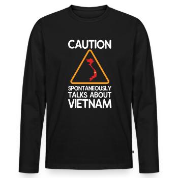 Conversations sur le cadeau du Vietnam - T-shirt manches longues Premium bio Homme - noir - Devant - Nico (187cm)