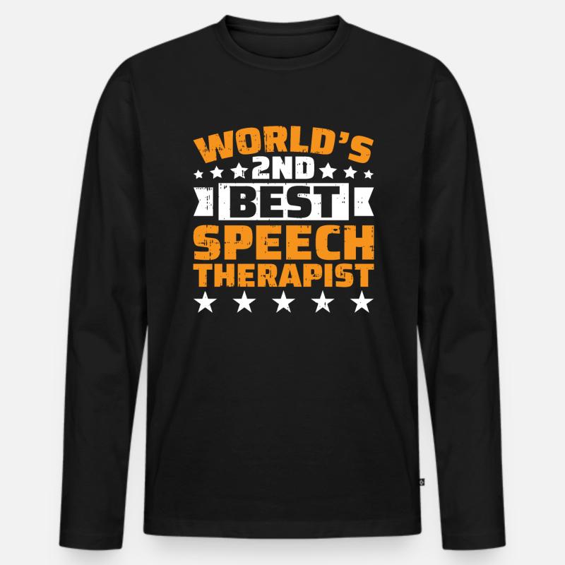 Sprachtherapeut Logopäde Geschenk - Männer Premium Bio Langarmshirt - Schwarz