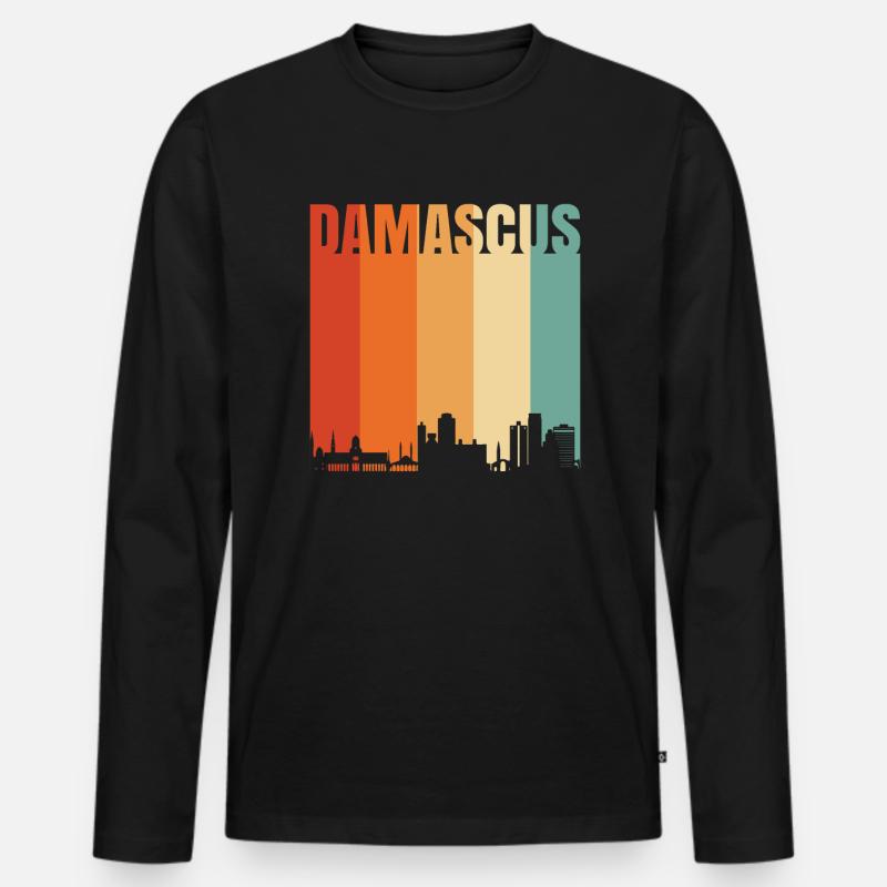 Damaskus - Männer Premium Bio Langarmshirt - Schwarz