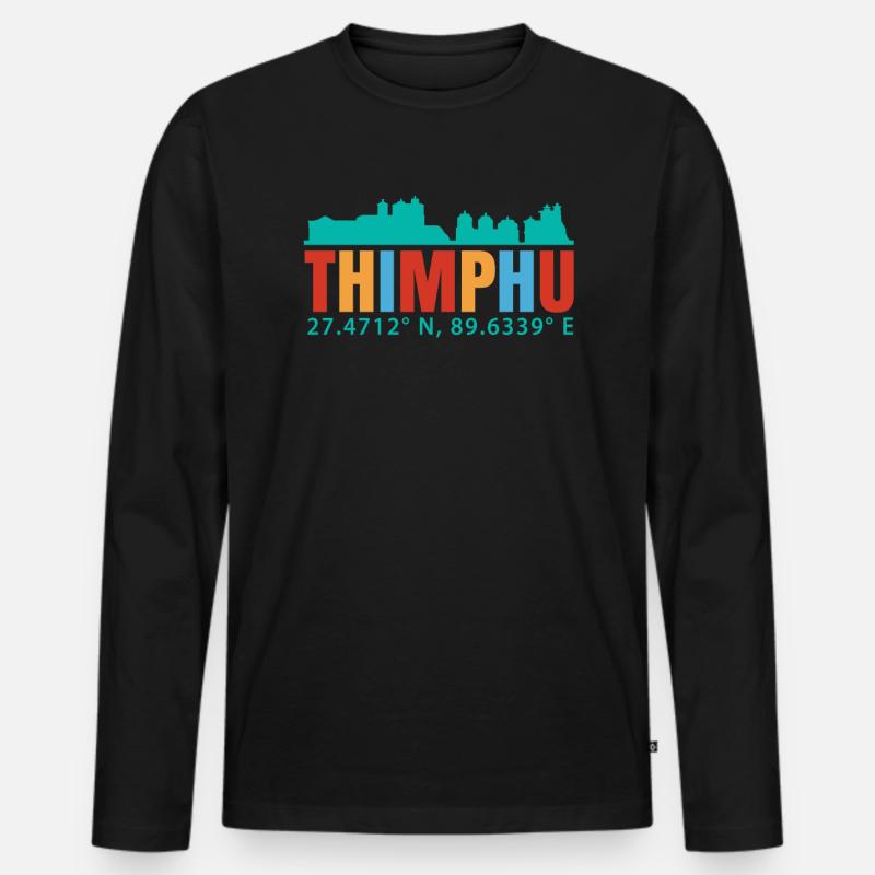 Thimphu - Männer Premium Bio Langarmshirt - Schwarz