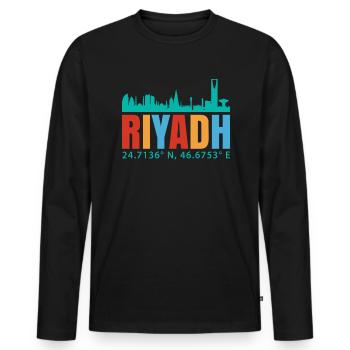 Riyadh - Men's Premium Organic Long Sleeve Shirt - black - Front - Nico (187cm)