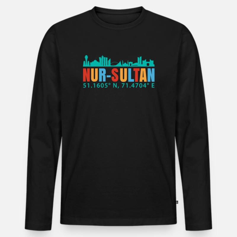 Nur-sultan - Männer Premium Bio Langarmshirt - Schwarz